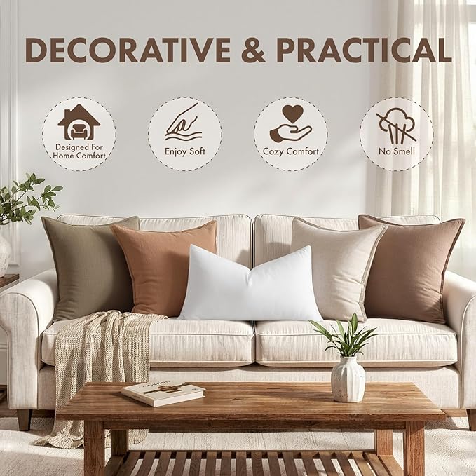 MIULEE 16x24 Inch Synthetic Down Alternative Pillow Insert | Decorative Throw Pillow 16 x 24 Inch Body Bed Sleeping Ultra Soft Fluffy Form for Sofa Couch Bed