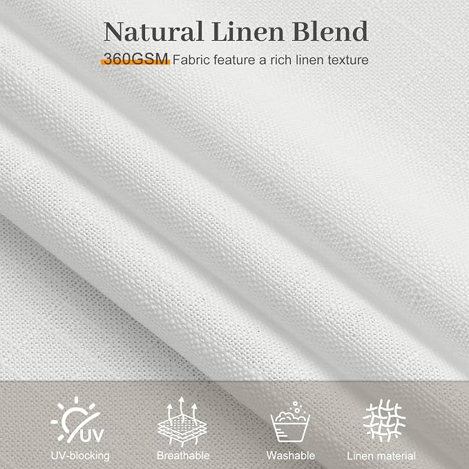 90 Inch Pinch Pleated Sheer Linen Blend White Curtains for Living Room | Light Filtering, Bedroom, Semi Sheer, Pinch Pleat, Hook Rings, Non See Through, Memory Shape, Snow White, W40xL90, 2 Panel