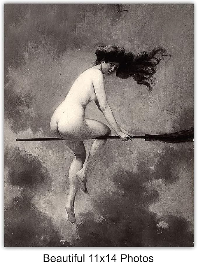 LARGE 11X14 - Witch Decor - Wicca Decor - Wiccan Witchcraft Print - Pagan Gifts - Witch Coven - Black Magic - Gothic Wall Art - Goth Room Art - Creepy Scary Vintage Picture Photo - Medieval Decoration