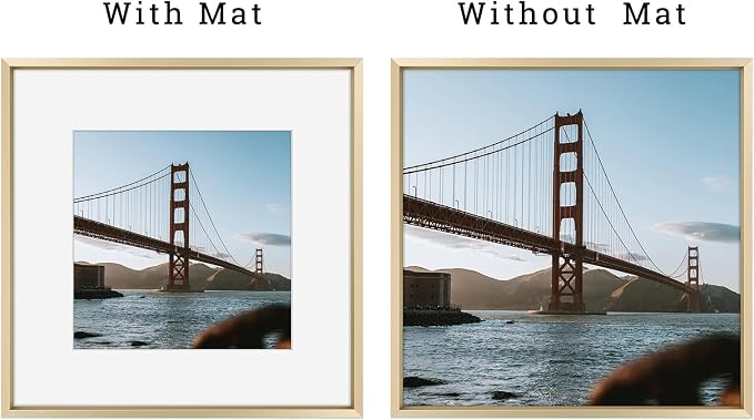 Frametory 12x12 Gold Aluminum Metal Picture Frame Mat for 8x8 Glass