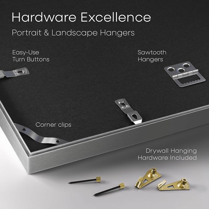 Homeforia 15x18 Silver Diploma Frame, High-End Metal, 11x14 Mat, Glass