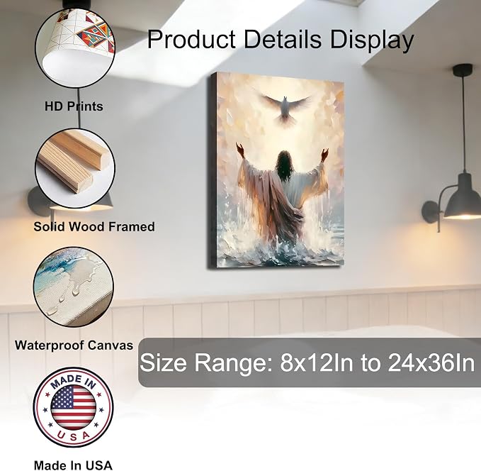 Jesus Dove Inspiring Wall Art, Freedom Picture Posters Prints Wrapped Canvas Wall Decor Artwork Painting for Bedroom, Living Room,Bathroom, Bar, Office Classic Home Decoration