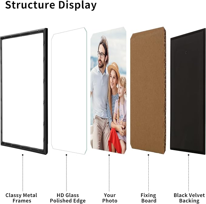 YiPinYin Black 4x6'' Bamboo Detail Design Metal Picture Frame 2pack,Class 6x4'' Metal Photo Frames With Real Glass and Soft Touch Velvet & Backing for Desktop and Wall Décor