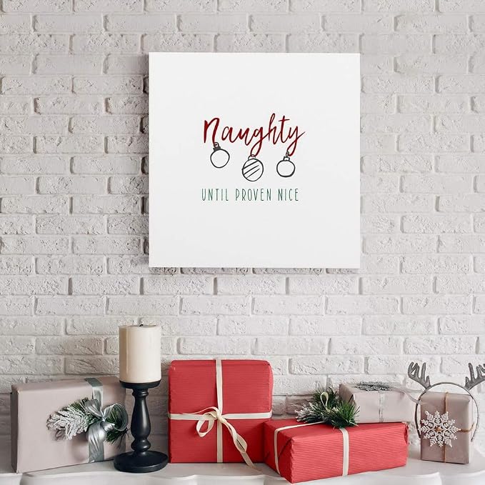 Renditions Gallery Abstract Wall Art Paintings for Home Decor Naughty until Proven Nice Canvas Hanging Artwork for Living Room Home Kitchen Wall Decorations - 10"X10" LT05