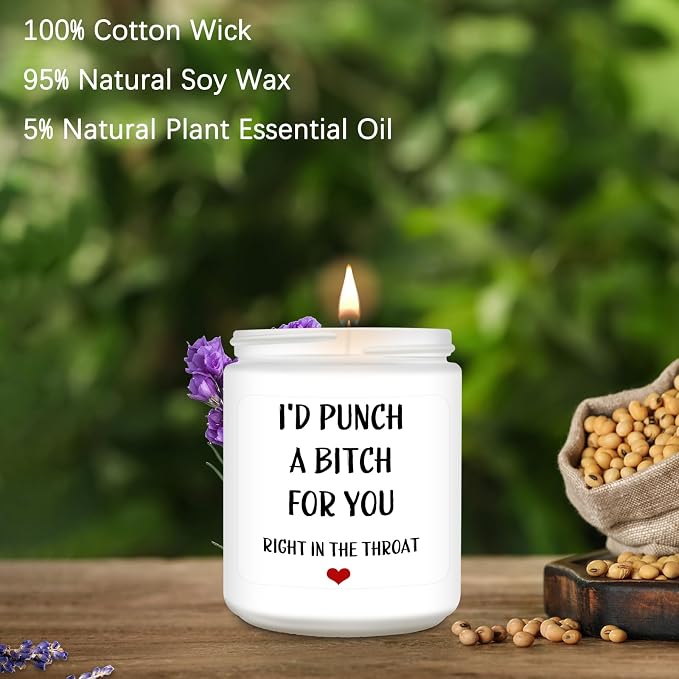 Homsolver Birthday Gifts for Women,Sister, Friend, Funny Perfect Anniversary, Christmas,Birthday,Valentines Day Gifts Ideas-I'd Punch A B for You Candles