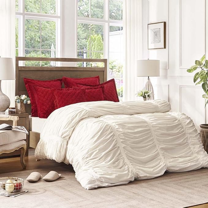Standard Pillowcases 20X26 Set of 2 Pillow Cover with Envelope Closure Rectangular Quilted Pillow Cases Soft Decorative Texture Pillow Sham for Bed, Red
