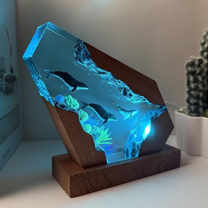 Handmade Humpback Whale Ocean Resin Lamp