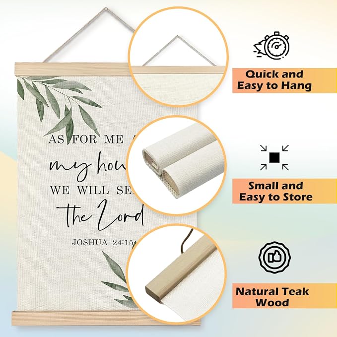 JINYO Christian Wall Art Decor, As For Me And My House We Will Serve The Lord Wall Art, Modern Christian Bible Verse Joshua 24:15 Print Framed Canvas Painting Artwork For Home Bedroom Living Room Office Decor, 16x24 Inches