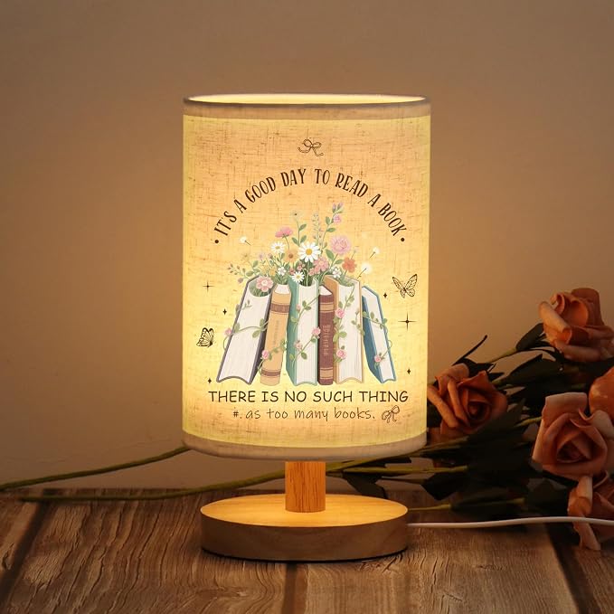 WSYEAR Book Lovers Gifts Table Lamp, Bookish Gifts for Books Lovers Women, Librarian Club Gift for Readers Bookworms Christmas Birthday Gifts for Women Readers
