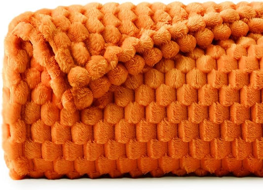BEDELITE Fall Blanket for Couch, Soft Autumn Gifts for Women, Orange,60*80 | 3D Jacquard Decorative Fleece Blanket, Super Soft Plush Throws, Cute Birthday Gift for Women & Men, Suitable for Autumn