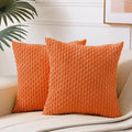 Fancy Homi 2 Packs Orange Fall Decorative Throw Pillow Covers 18x18 Inch for Couch Living Room Bed Sofa, Halloween Pumpkin Autumn Home Decor, Soft Cute Plush Corduroy Striped Cushion Case 45x45 CM