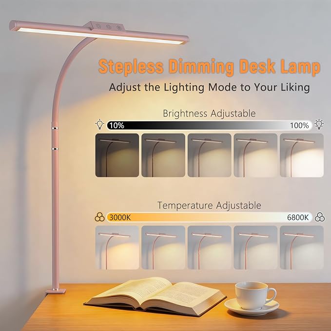 LED Desk Lamp for Home Office, Flexible Gooseneck Desk Lamp with Clamp