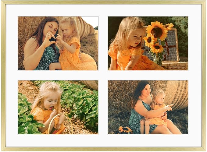 Golden State Art 12x16 Collage Frame w/Mat for 4 5x7 Photos Gold 1 Pack
