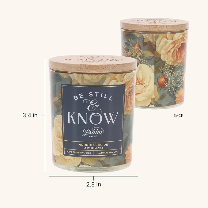 Christian Art Gifts Soy Wax Scented Candle: Be Still & Know Bible Verse