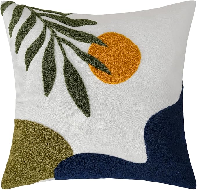 Adabana Boho Pillow Cover 18x18 Inch Embroidered Throw Pillow Cover