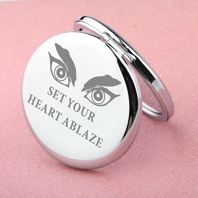 WUSUANED Anime Manga Mirror Inspirational Gift Set Your Heart Ablaze Anime Inspired Gifts Rengoku Slayer Makeup Mirror (Set Your Heart Ablaze Mirror Steel)