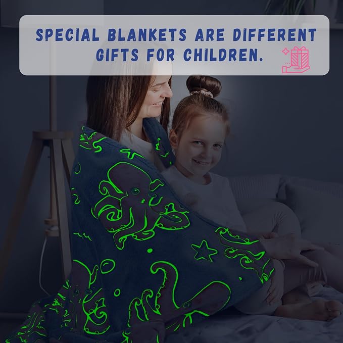 GEULAY Twin Size Octopus Blanket, Pink Blue, 60"x80"