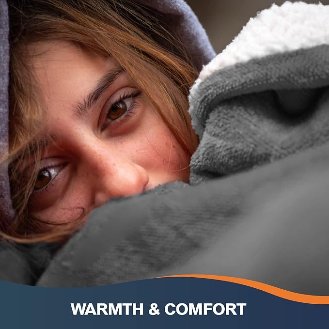 Walensee Sherpa Fleece Blanket (Queen Size 90”x90” Grey) Plush Throw, Gray Fuzzy Super Soft Reversible Microfiber Flannel Blankets for Couch, Bed, Sofa Ultra Luxurious Warm and Cozy for All Seasons