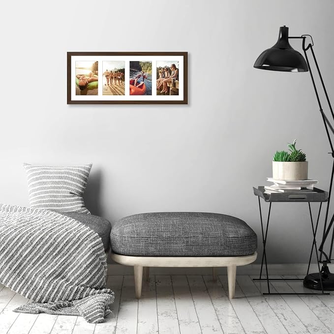 Americanflat 4x6 Collage Picture Frame - Fits 4 - Engineered Wood - Walnut