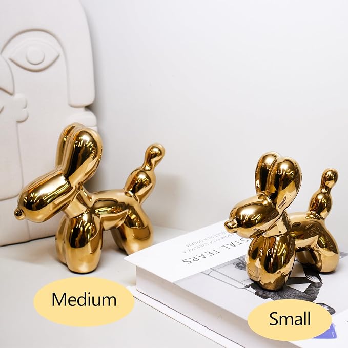 Ceramic Gold Balloon Dog Decor,Balloon Animal Statue(Small)