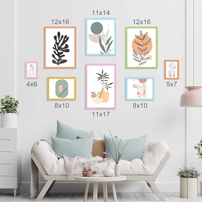 5x7 Colorful Picture Frame Set of 2, Wall Gallery 5 x 7 Glitter Photo Frames, Sparkle Cute Fun Artwork Frame for Wall or Tabletop （ Green