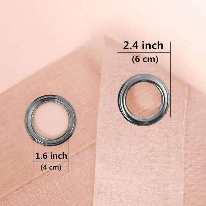 DWCN Blush Pink Faux Linen Ombre Sheer Curtains - Gradient Semi Voile Curtains for Girls Bedroom and Living Room, Set of 2 Grommet Top Window Curtain Panels, 52 Wide by 90 Inches Long