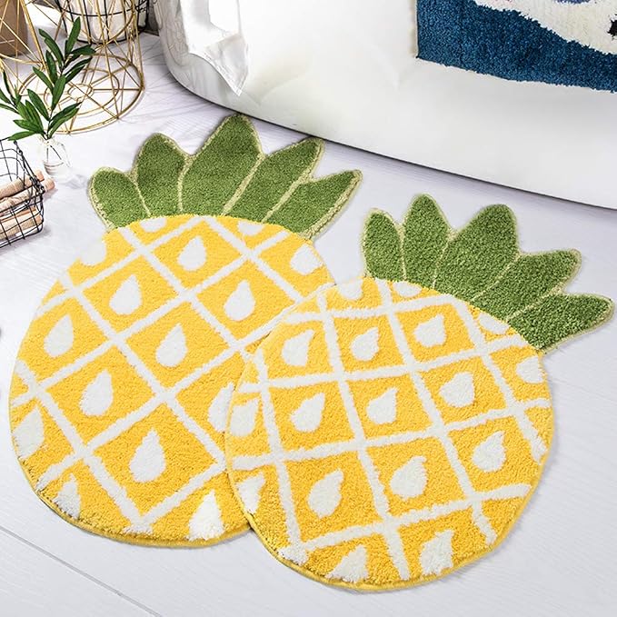 Pineapple Door Mat, Non-Slip Area Rug Cartoon Pineapple Welcome Rug for Home Decor Living Room Bedroom Bathroom Indoor Mat Washable Carpet, 32 x 20 inch