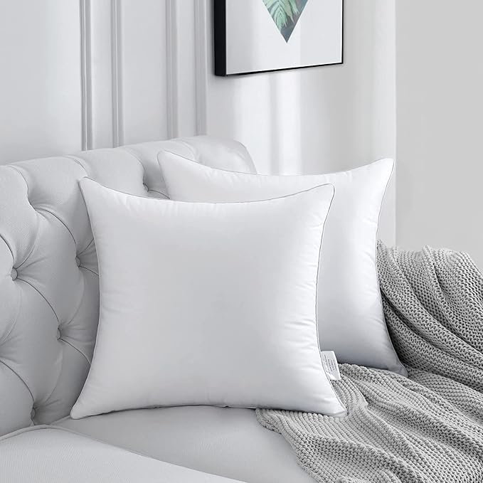 FAVRIQ 26 x 26 Euro Pillow Inserts - 26 Inch Decorative Throw Pillows for Couch Bed Sofa with 100% Cotton Cover - Pack of 2