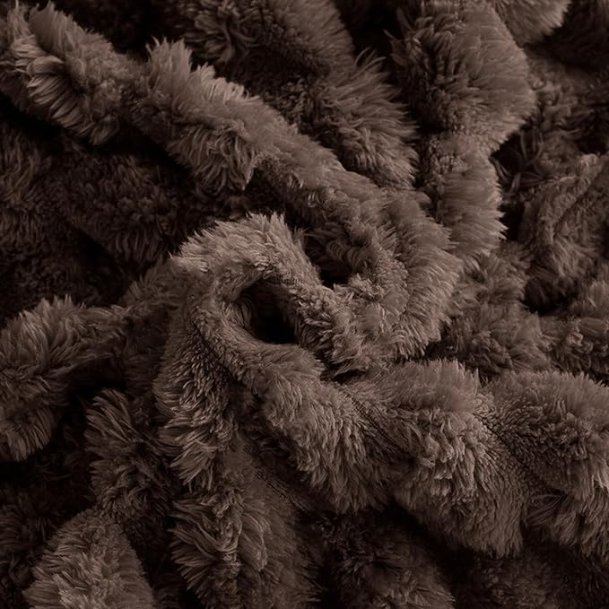 Excervent Big 3D Clouds Stylish Blanket for Bed, 60x80 Inches, Brown | Big Decorative Fuzzy Flannel Fleece Throw Blanket for Sofa Bed Couch, Super Soft Cozy, Suitable for All Seasons