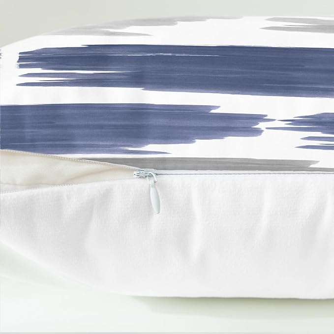 CaliTime Throw Pillow Cases Pack of 2 Cozy Fleece Abstract Geometric Texture Decorative Cushion Covers for Couch Bed Sofa Farmhouse Decoration 18 X 18 Inches Navy Blue
