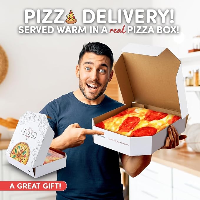 Zulay Kitchen Giant Double Sided Pepperoni Pizza with Gift Gift Packaging - Novelty Blanket for Adults & Kids - Soft Flannel Round Pepperoni Blanket for Indoors, Outdoors, Home, 285 GSM - 71 Inches