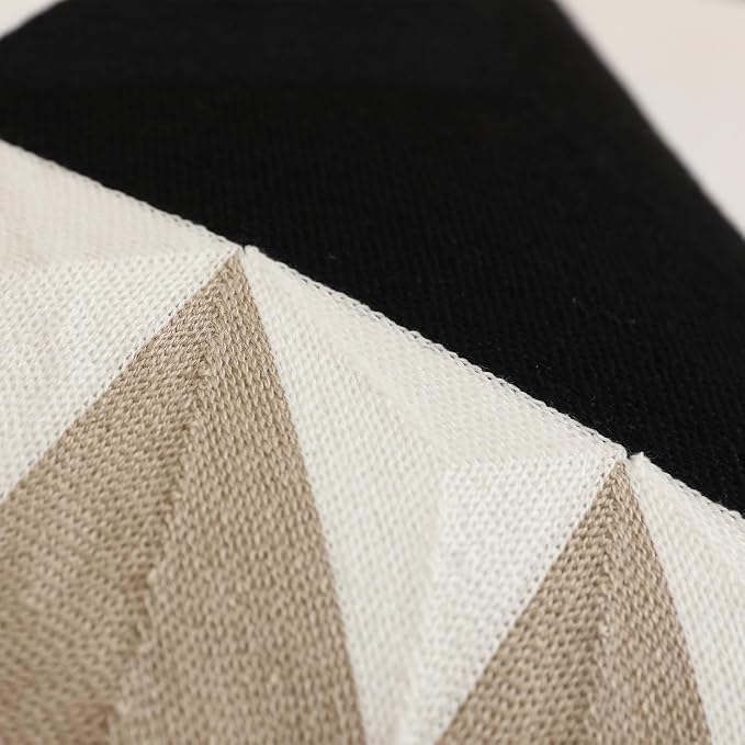 IKATYARN Pack of 2 Black White Coffee Aztec Embroidery Throw Pillow Cover, Boho Tribal Geometric Pillowcase, Modern Farmhouse Southwestern Cushion Case for Couch Sofa Bed, 18"x18"
