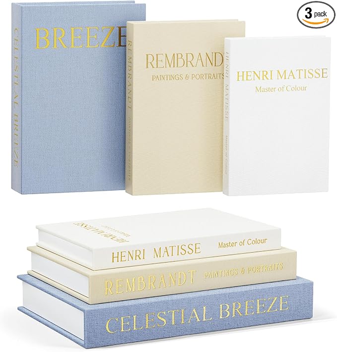 Set of 3 Decorative Faux Books for Home Decor