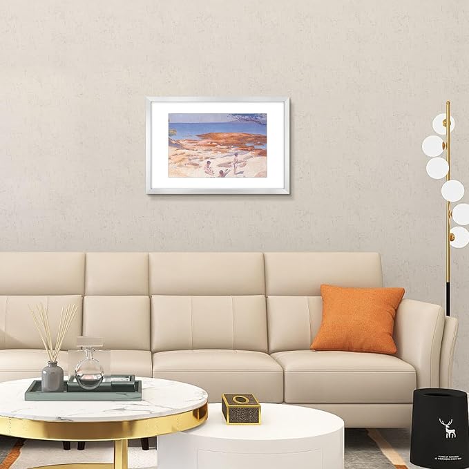 Frametory 16x24 Silver Picture Frame with Real Glass Mat for 12x18