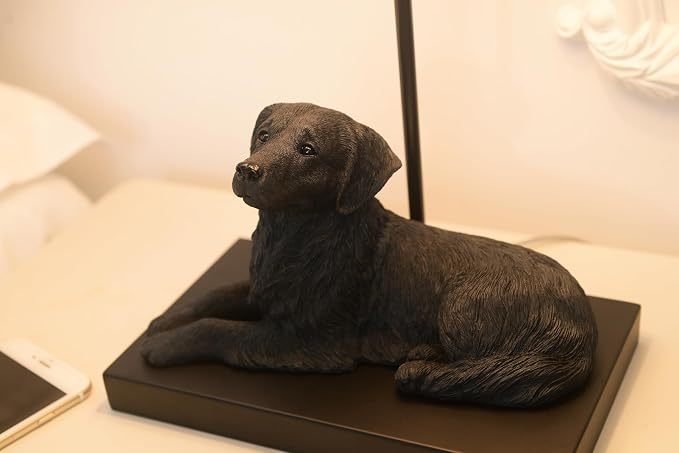 YANIC Desk Lamp with Black Dog Statue, Resin Lamp for Bedroom, 3 Way Dimmable Rotary Switch, Home Décor Accents for Living Room, Office, Dormitory, Reading Room (24061)