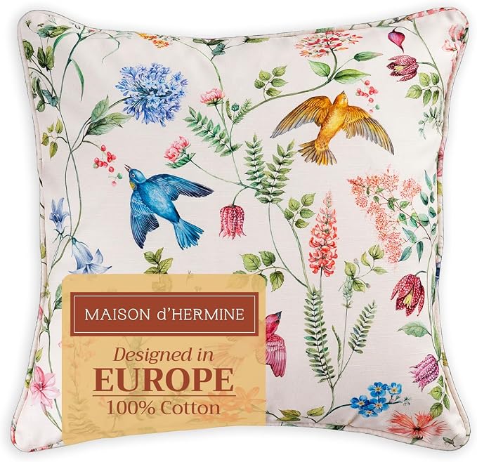 Maison d' Hermine Throw Pillow Covers 100% Cotton (18" x 18" - Pack of 1)