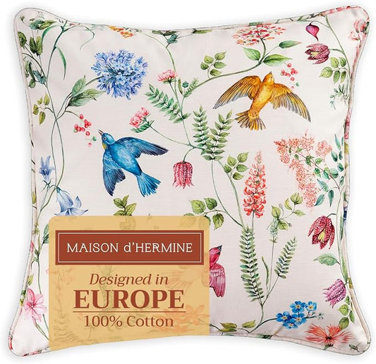 Maison d' Hermine Throw Pillow Covers 100% Cotton (18" x 18" - Pack of 1)