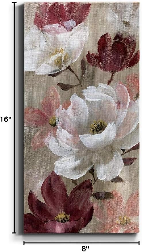 Renditions Gallery Canvas Flower Wall Art Home Glam Paintings & Prints Colorful Rose Garden Modern Romantic Botanical Wall Hanging Decorations for Bedroom Office Kitchen - 8"x16" LT43