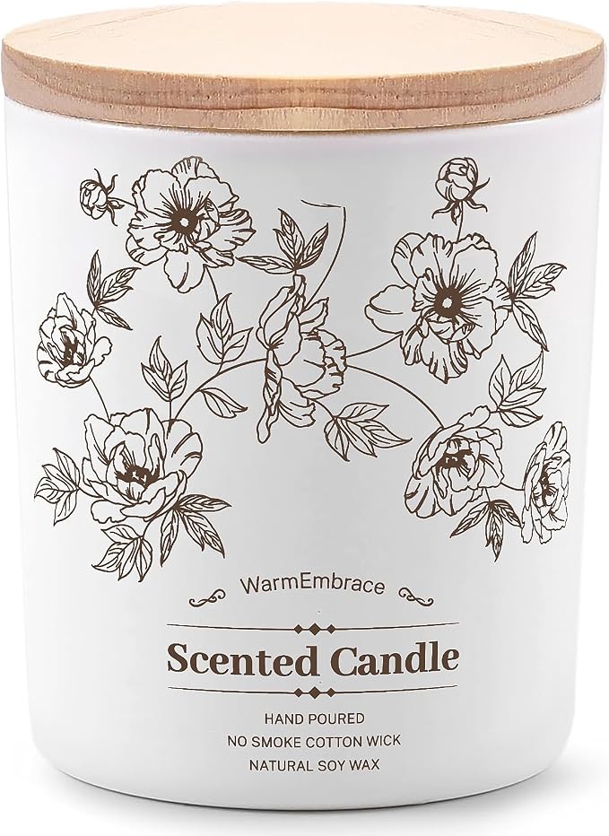 WarmEmbrace Deluxe Scented Candle for Women & Men, Lavender, 8 Oz | Soy Wax Jar Candle, Up To 60 Hours Of Burn Time& A Reusable Ceramic-Style Jar For Home Decor Or Gifting