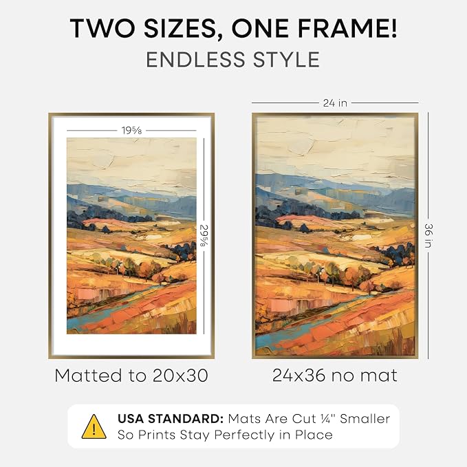 Homeforia 24x36 Bronze Poster Frame, High-End Metal, 20x30 Mat, Glass