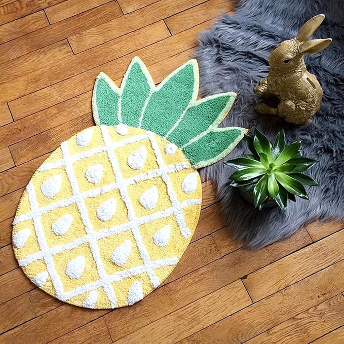 Pineapple Door Mat, Non-Slip Area Rug Cartoon Pineapple Welcome Rug for Home Decor Living Room Bedroom Bathroom Indoor Mat Washable Carpet, 32 x 20 inch
