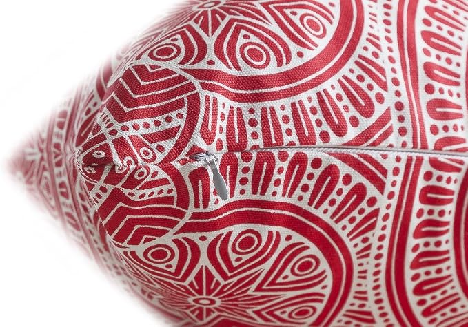 TreeWool Mandala Accent Throw Pillow Covers 20x20 Set of 2 (Red) | Decorative Throw Pillowcases for Sofa & Couch; 100% Cotton Accent Covers Ideal for Spring & Summer Stylish Home Decor