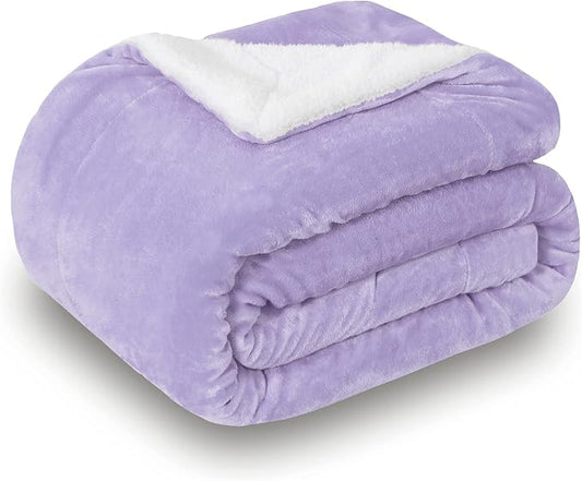 SOCHOW Sherpa Fleece Throw Blanket, Lilac, 50x60 inches | Double-Sided Super Soft Luxurious Plush Blanket Throw Size