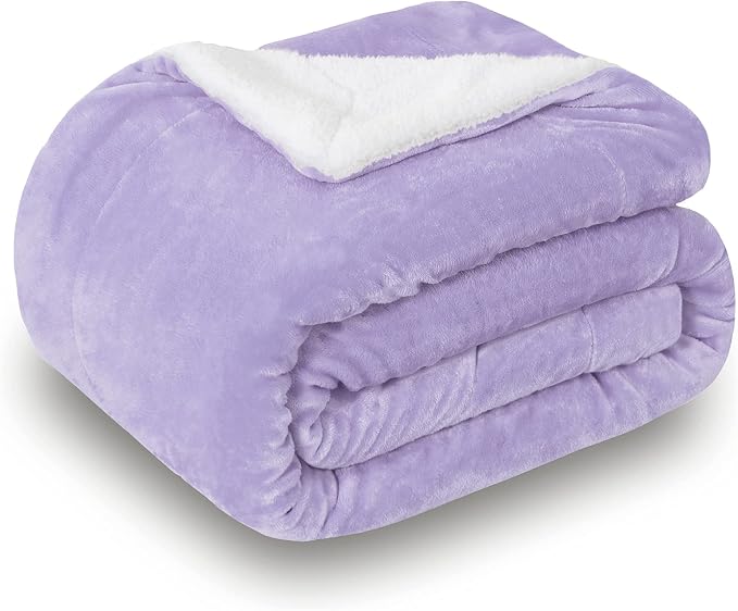 SOCHOW Sherpa Fleece Throw Blanket, Lilac, 60x80 inches | Double-Sided Super Soft Luxurious Plush Blanket Twin Size