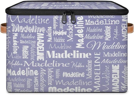 Custom Name Storage Basket, Personalized Keepsake Box, Haze Purple