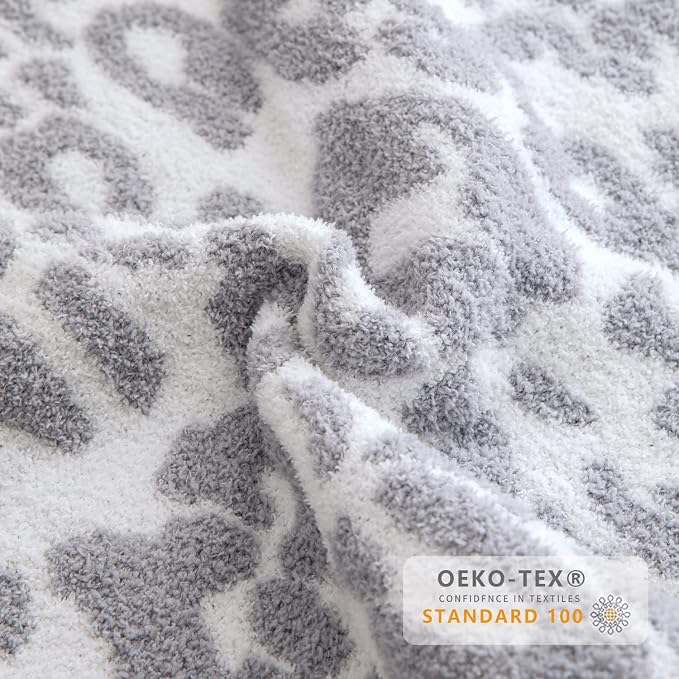MH MYLUNE HOME Ultra Soft Leopard Throw Blanket Plush, Gray, 50"x60" | Reversible Cheetah Print Blanket, Comfy Fluffy Fuzzy Plush Blanket Throws for Couch Bed, Cozy Blankets for Women Gift