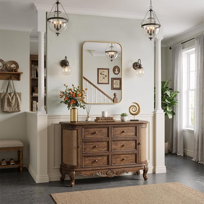30"x36" Bathroom Mirror for Over Sink, Brushed Gold Rectangle Vanity Mirror | Aluminum Alloy Frame, Clear Reflection, Rust-Resistant, Vertical or Horizontal, Wall Mount, Bedroom and Entryway