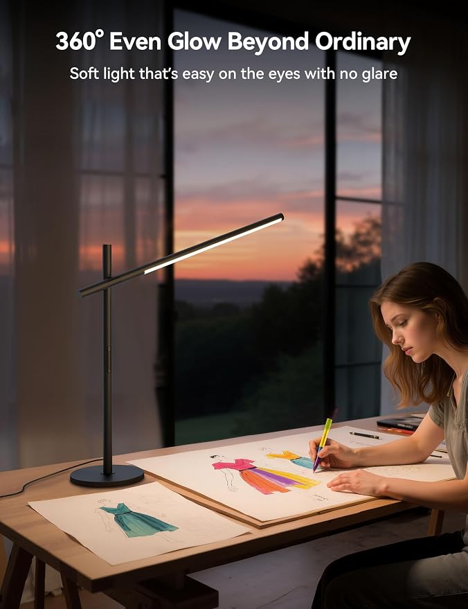 Tubicen Adjustable Desk Lamp 360° Swing Arm Eye-Caring Desk Light Rotatable
