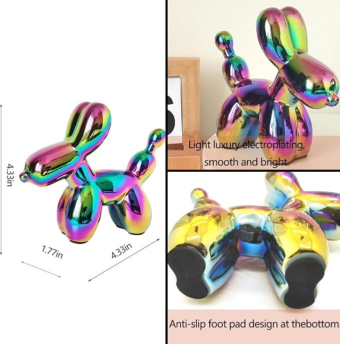 Ceramic Colorful Balloon Dog Decor,Balloon Animal Statue(Small)