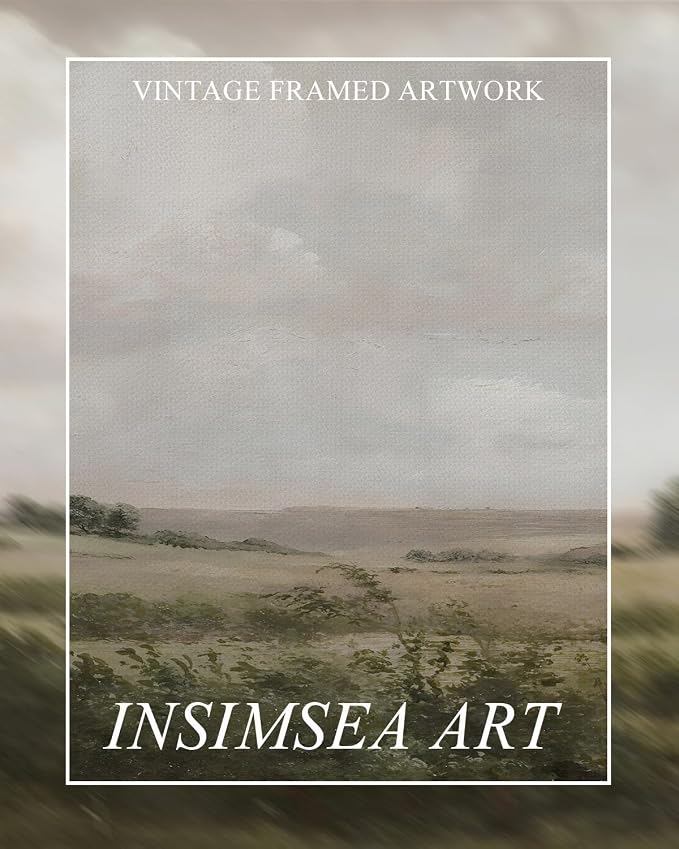 InSimSea Extra Large Framed Vintage Wall Art, Rustic Landscape,40x20in | Wilderness Farmhouse Picture, Canvas, Long Horizontal, Bedroom Above of Bed Fireplace Living Room